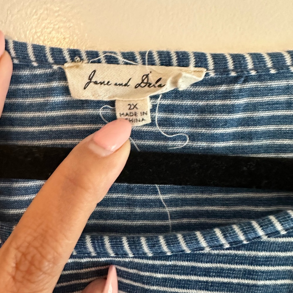 Striped Blue T-Shirt Dress 1X - Picture 4 of 4